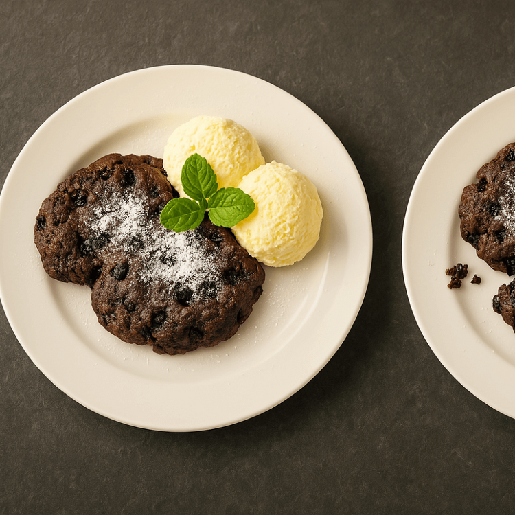 2 Teller mit Moosbeernocken und Vanilleeis