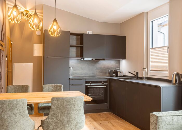 Küche und Essbereich - Ferienwohnung mit 1 Schlafzimmer